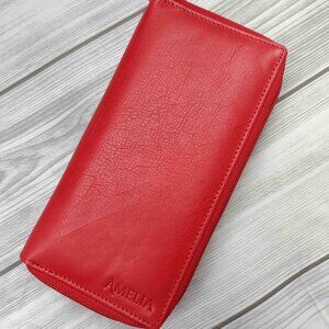 Genuine Leather Checkbook Cover, Credit Card Organizer, Long Checkbook Wallet